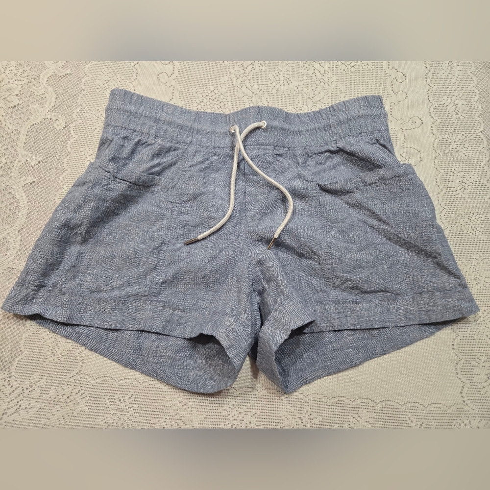 Athleta Women's 100% Linen High Waist Shorts - Light Blue